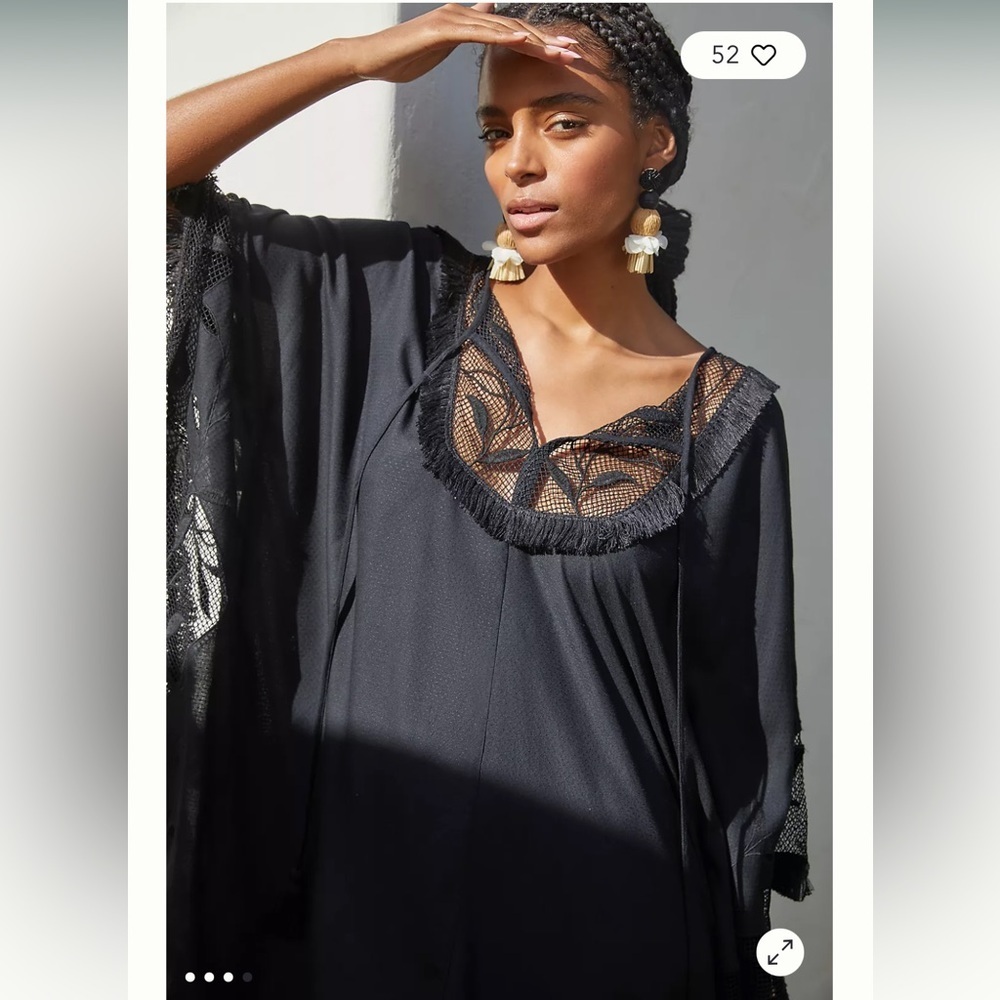 🥳SUPER RARE🥳Anthropologie NWT Embroidered Cover-Up Dress Size M/L petite. - Picture 5 of 14